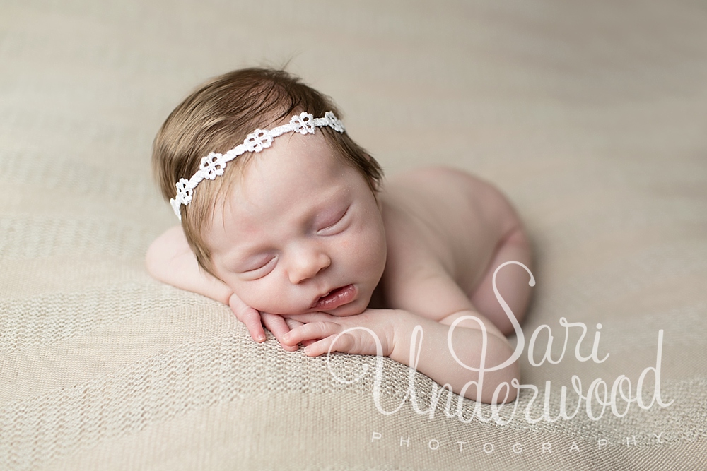 newborn baby girl photographed in Orlando at 15 days old