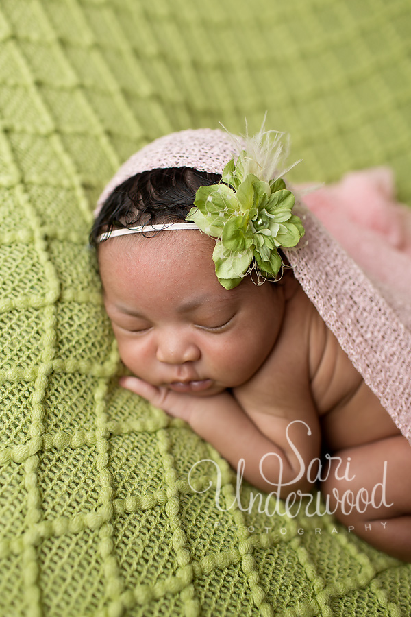 gorgeous baby girl in pink and green